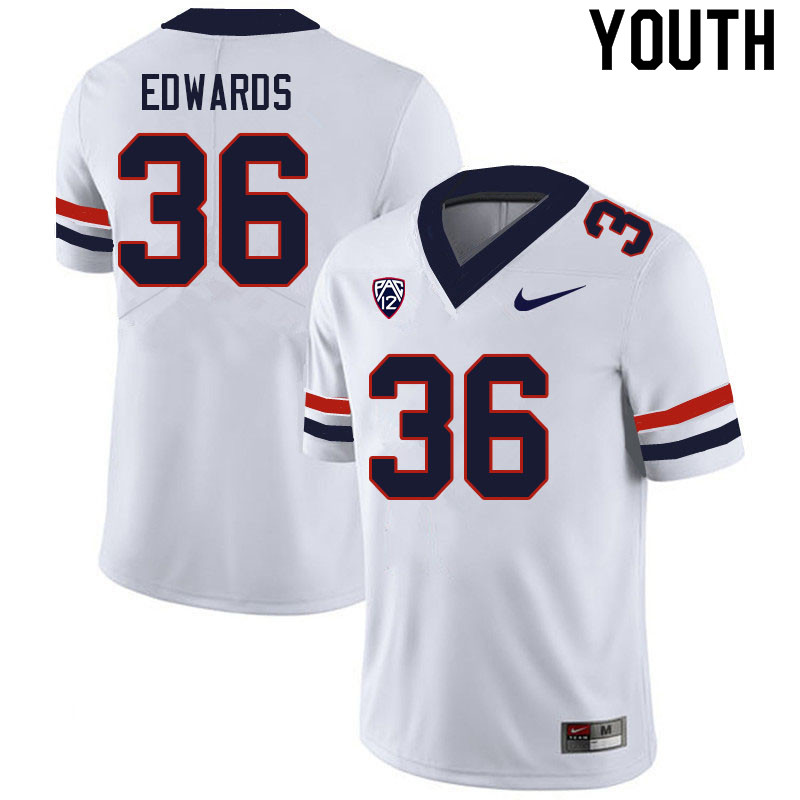 Youth #36 RJ Edwards Arizona Wildcats College Football Jerseys Sale-White